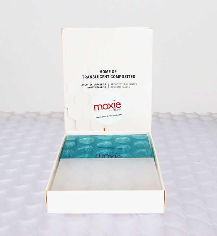Moxie Surfaces - Moxie Small Sample Box open