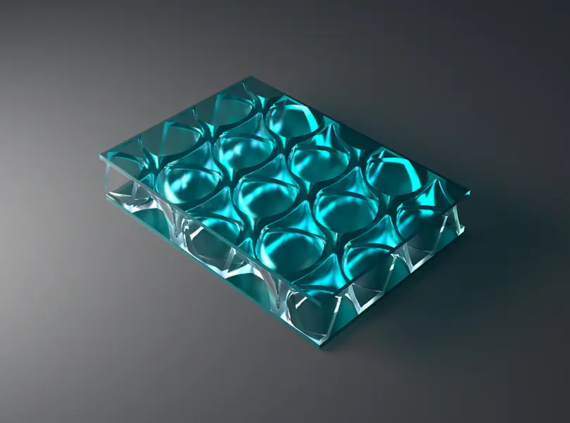 clear-PEP® ECO color light blue translucent honeycomb panels