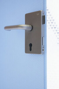 Moxie Surfaces - hinged door with lock casing AIR board satin ice blue 1