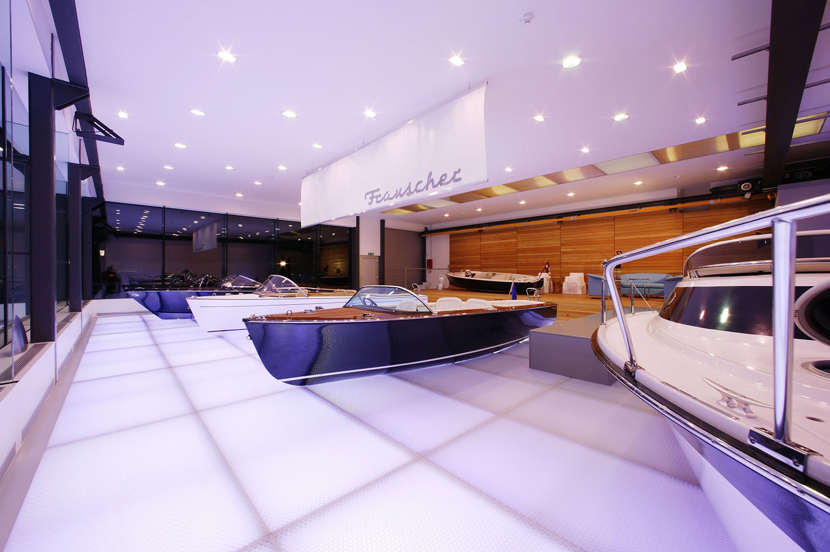 MoxieSurfaces - clear-PEP ECO stage - boat showroom floor