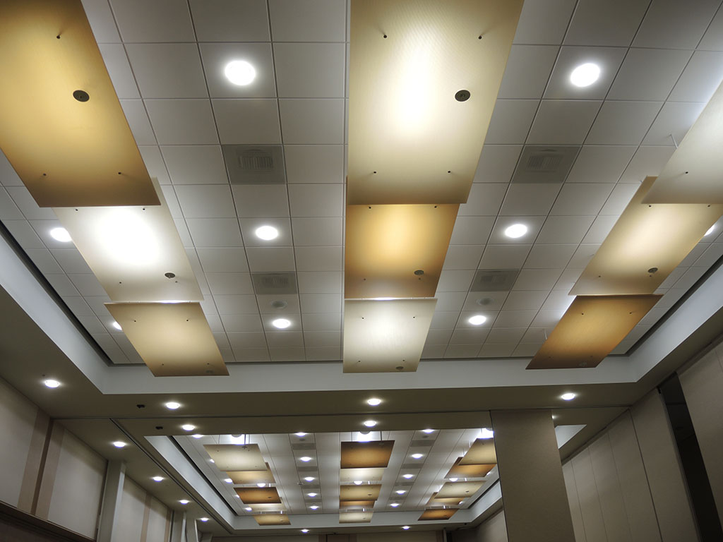 AIR-board acoustic backlit clouds on ballroom ceiling