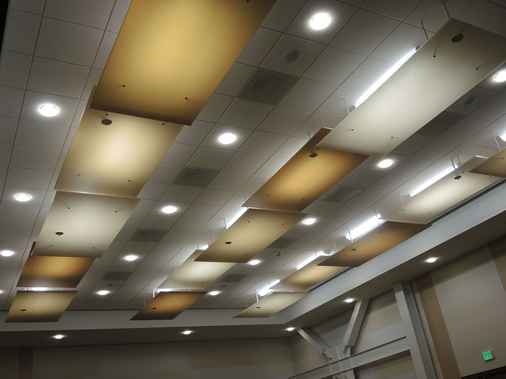 AIR-board acoustic backlit clouds on ballroom ceiling