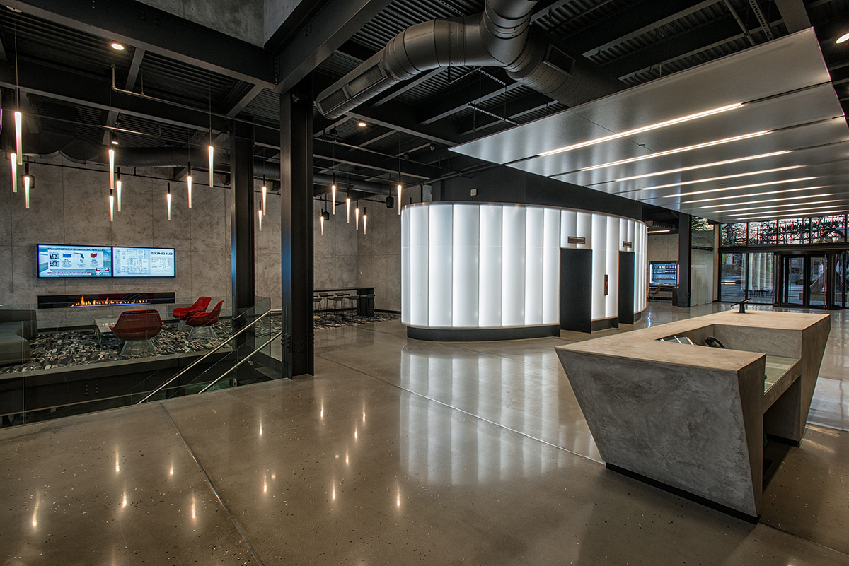 Backlit AIR-board acoustic elevator walls cover at Sonos