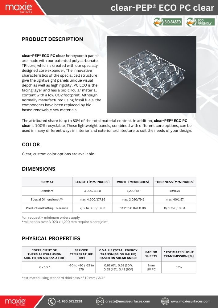MoxieSurfaces - clear-PEP ECO PC clear data sheet