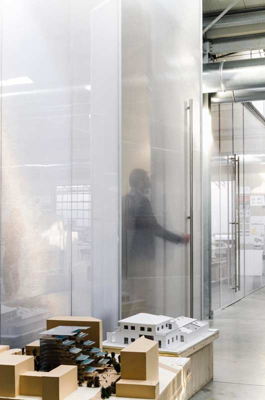 Polycarbonate door and wall panels for adaptable office spaces