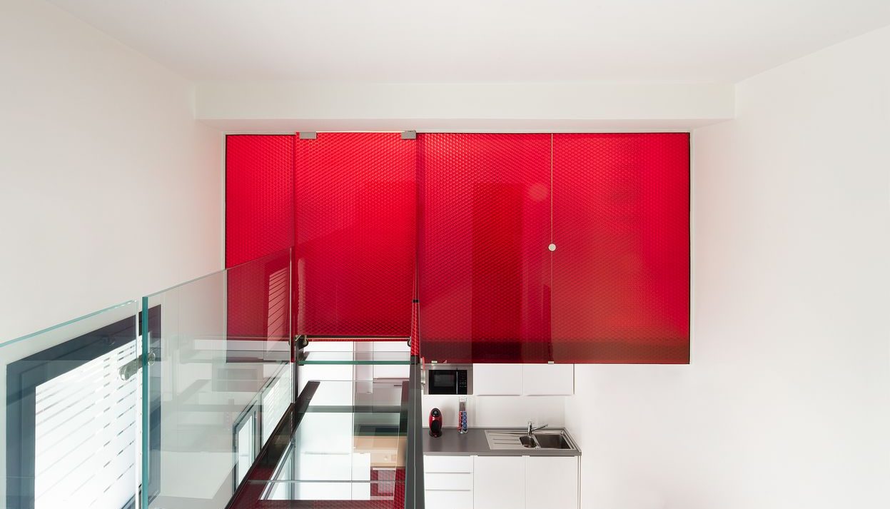 MoxieSurfaces - clear-PEP ECO color honeycomb panels in loft design
