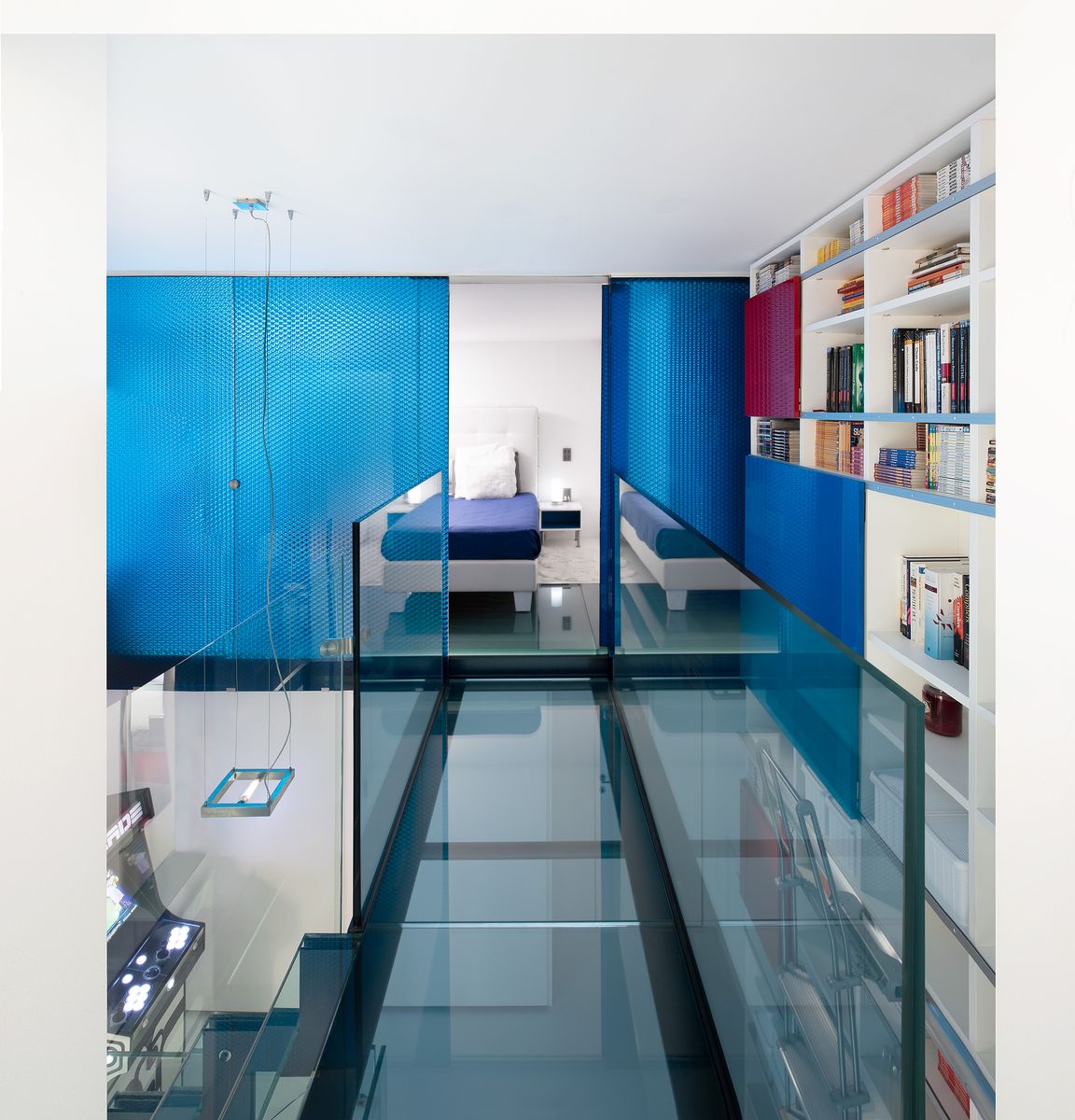 MoxieSurfaces - clear-PEP ECO color honeycomb panels in loft design