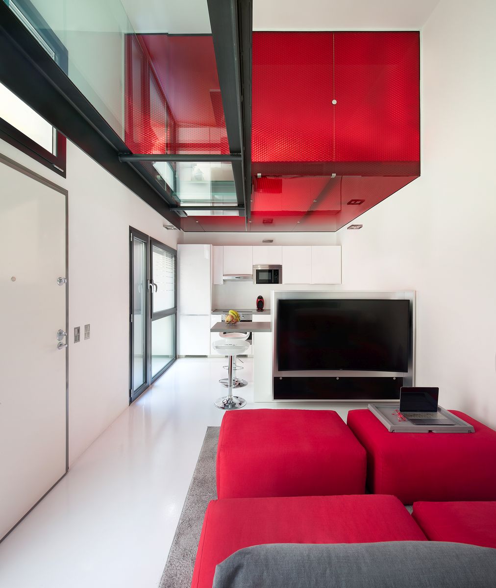 MoxieSurfaces - clear-PEP ECO color honeycomb panels in loft design