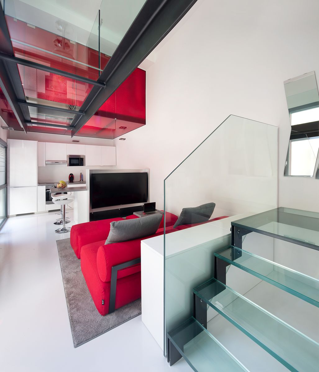 MoxieSurfaces - clear-PEP ECO color honeycomb panels in loft design
