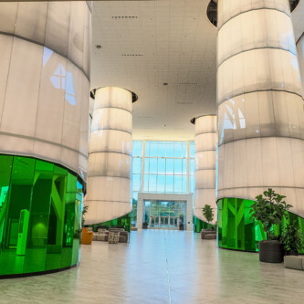 AIR-board Opal 30 columns at Baylor's Hurd Welcome Center AIR-board Opal 30 columns at Baylor's Hurd Welcome Center