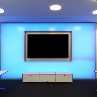 AIR-board acoustic backlit wall in conference room AIR-board acoustic backlit wall in conference room