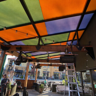 Multicolor translucent canopy using clear-PEP panels Multicolor translucent canopy using clear-PEP panels