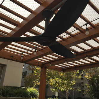 Patio built with clear-PEP satin translucent honeycomb panels - modern aesthetics with robust functionality Patio built with clear-PEP satin translucent honeycomb panels - modern aesthetics with robust functionality