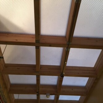 Patio built with clear-PEP satin translucent honeycomb panels - modern aesthetics with robust functionality Patio built with clear-PEP satin translucent honeycomb panels - modern aesthetics with robust functionality