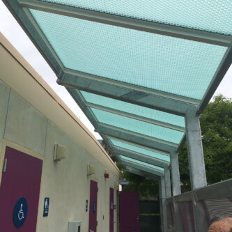 clear-PEP satin translucent honeycomb panels - an ideal solution for restroom facility awnings clear-PEP satin translucent honeycomb panels - an ideal solution for restroom facility awnings