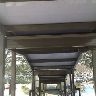 clear-PEP satin translucent honeycomb panels - an excellent choice for covered walkways clear-PEP satin translucent honeycomb panels - an excellent choice for covered walkways