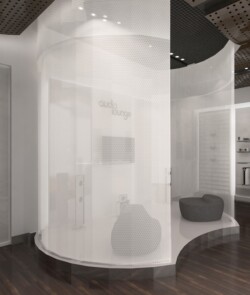 Audio lounge built with clear-PEP panels Audio lounge built with clear-PEP panels