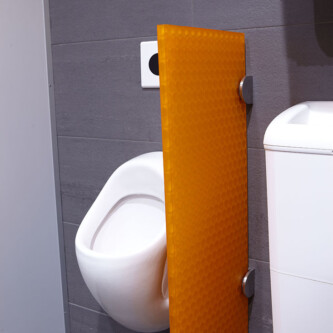 clear-PEP satin orange urinal partition clear-PEP satin orange urinal partition