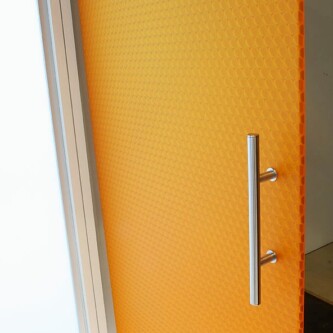 clear-PEP satin orange honeycomb panel door: durable & modern clear-PEP satin orange honeycomb panel door: durable & modern