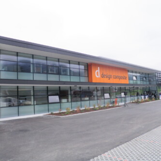 clear-PEP ECO satin orange panels showcase at design composite HQ MoxieSurface - clear-PEP satin orange - design composite HQ