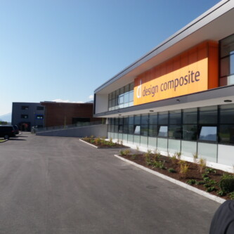 clear-PEP ECO satin orange panels showcase at design composite HQ MoxieSurface - clear-PEP satin orange - design composite HQ