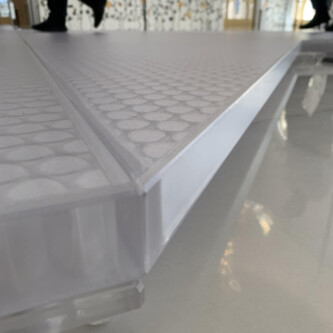 clear-PEP ECO PC stage panels protecting the world’s largest carpet at Sheikh Zayed Grand Mosque MoxieSurfaces - clear-PEP ECO PC stage at Sheikh Zayed Grand Mosque