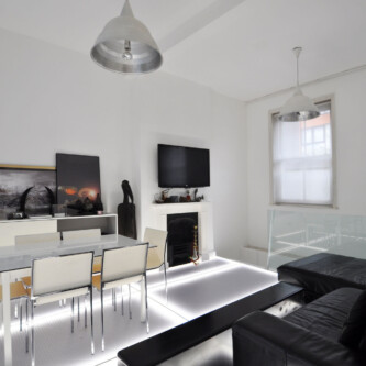 clear-PEP ECO PC stage mezzanine flooring solutions MoxieSurfaces - clear-PEP ECO PC stage - translucent ceiling and floor for UK office