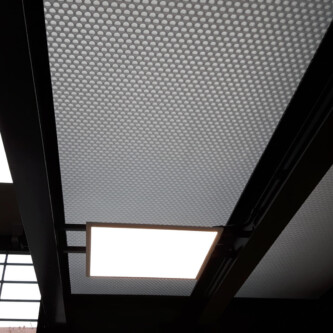 Durable and translucent clear-PEP ECO PC stage panels for mezzanine flooring MoxieSurfaces - clear-PEP ECO PC stage - translucent ceiling and floor for mezzanine