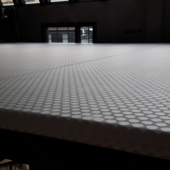 Durable and translucent clear-PEP ECO PC stage panels for mezzanine flooring MoxieSurfaces - clear-PEP ECO PC stage - translucent ceiling and floor for mezzanine