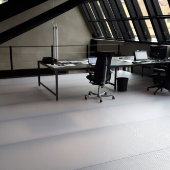 Durable and translucent clear-PEP ECO PC stage panels for mezzanine flooring MoxieSurfaces - clear-PEP ECO PC stage - translucent ceiling and floor for mezzanine