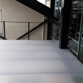 Durable and translucent clear-PEP ECO PC stage panels for mezzanine flooring MoxieSurfaces - clear-PEP ECO PC stage - translucent ceiling and floor for mezzanine