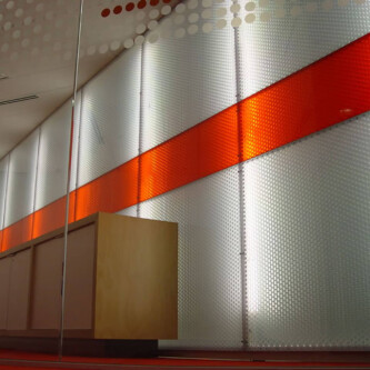 clear-PEP ECO - creating backlit office walls that bring a modern, vibrant aesthetic to any workspace MoxieSurfaces - clear-PEP UV PC Clear and Color Office Walls