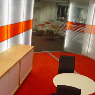 clear-PEP ECO - creating backlit office walls that bring a modern, vibrant aesthetic to any workspace MoxieSurfaces - clear-PEP UV PC Clear and Color Office Walls