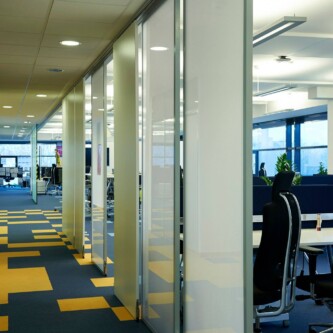 Lightweight honeycomb core polycarbonate panels for office partitions MoxieSurfaces - AIR-board ECO lightweight honeycomb core polycarbonate panels