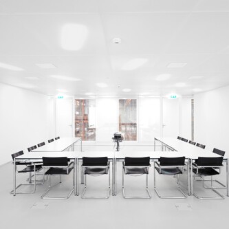 Translucent wall and ceiling acoustic panels quietly change how a space feels MoxieSurfaces - AIR-board translucent wall and ceiling acoustic panels in Logistics Complex