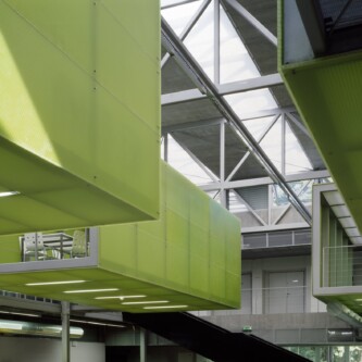Satin-finished translucent panels for architectural atriums MoxieSurfaces - clear-PEP ECO chartreuse tone Atrium