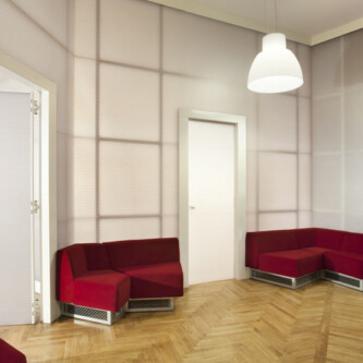 Satinized translucent panels redefine how spaces are divided MoxieSurfaces - clear-PEP satin interior walls and partitions