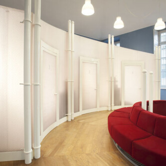 Satinized translucent panels redefine how spaces are divided MoxieSurfaces - clear-PEP satinized translucent panels for interior walls and partitions